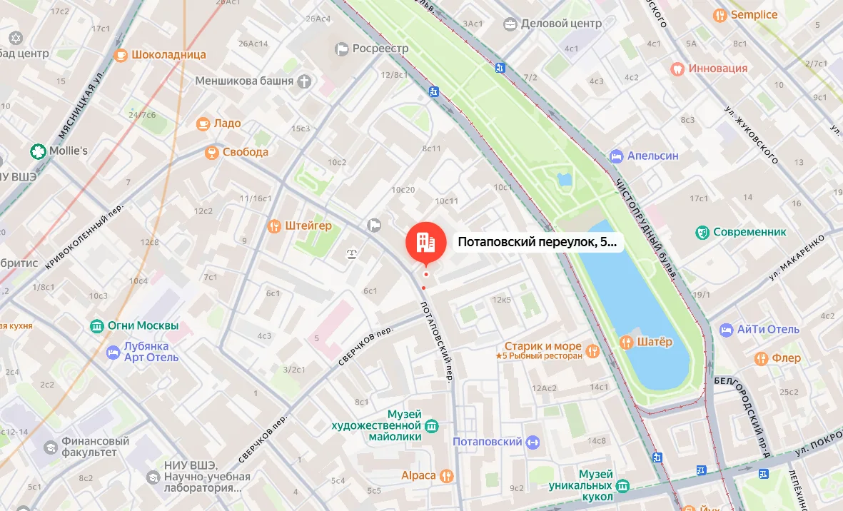 Схема расположения представительства в Москве